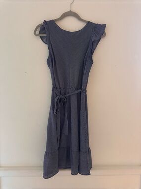 Monteau Navy Blue White Striped Dress Size Medium M